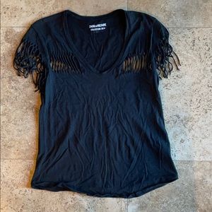 Zadig & Voltaire slashed fringe tee